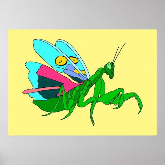 Färgfyllda Praying Mantis Poster (Framsidan)