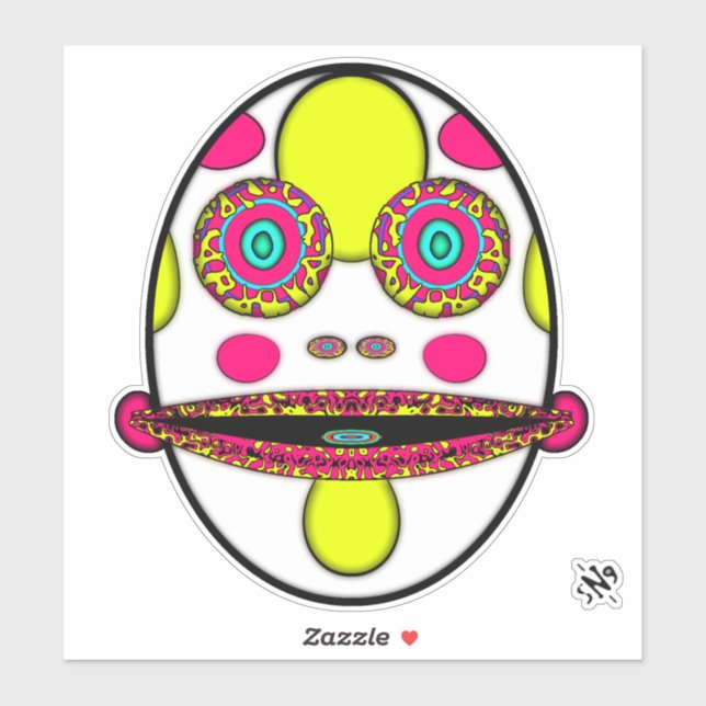 Färgfyllda psykedeliska ägget ansikte v2 klistermärken (Ark)