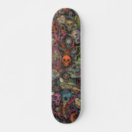 Färgfyllda psykedeliska döskallar mini skateboard bräda 18,5 cm