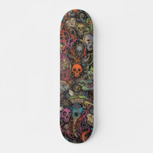 Färgfyllda psykedeliska döskallar mini skateboard bräda 18,5 cm