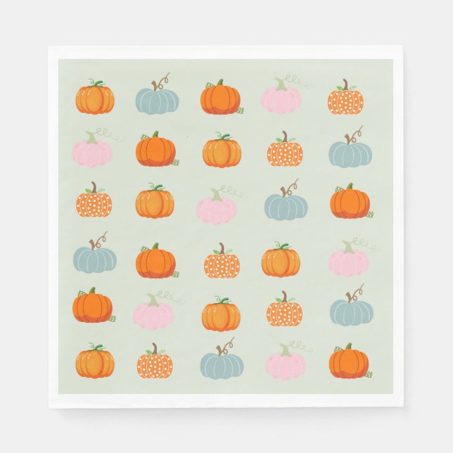 Färgfyllda pumpor pappersservett (Framsidan)