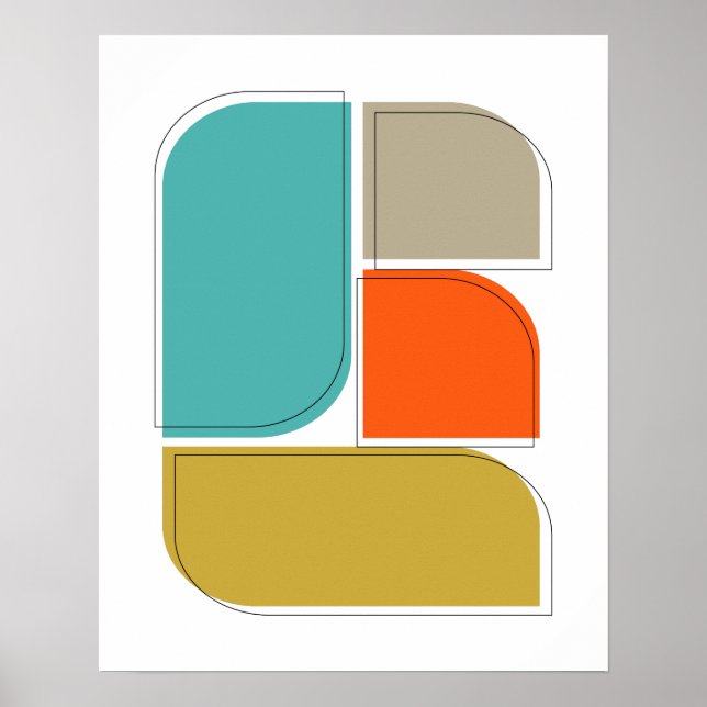 Färgfyllda Retro Geometric Shapes Mid Century Poster (Framsidan)