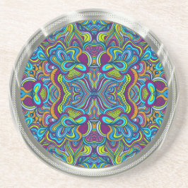 Färgfyllda Retro Psychedelic Abstrakt Swirls Underlägg