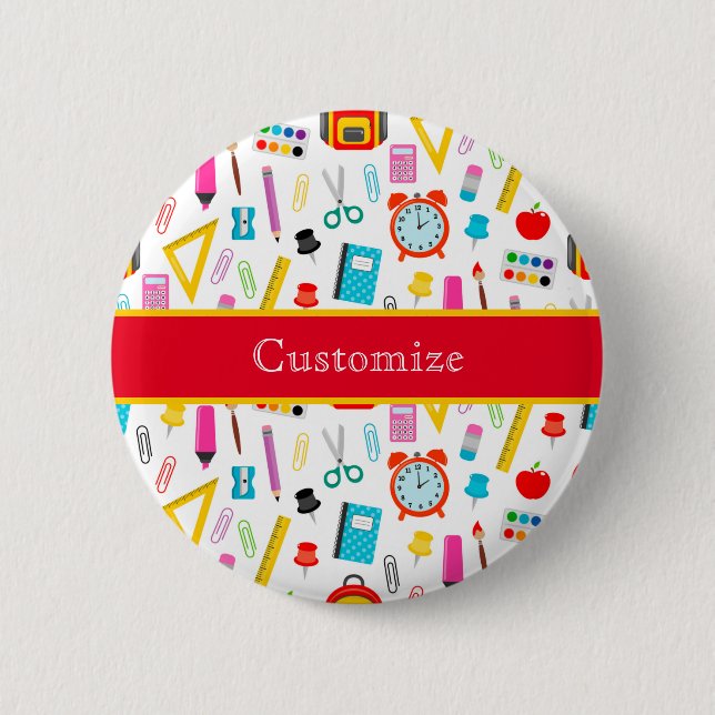 Färgfyllda Retro School-artiklar Knapp (Framsida)