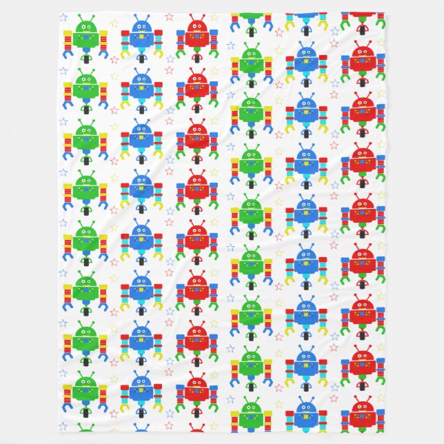 Färgfyllda robots Kids Duvet Cover Fleecefilt (Framsidan)