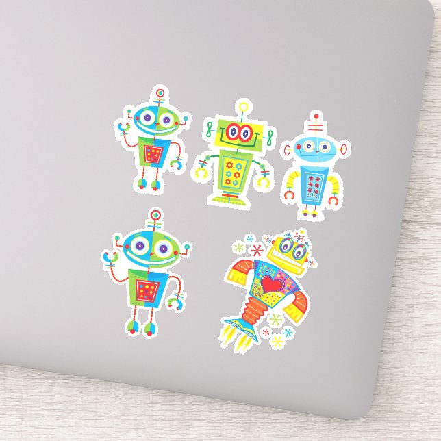 Färgfyllda robots vinyl Sticker Klistermärken (Detalj)