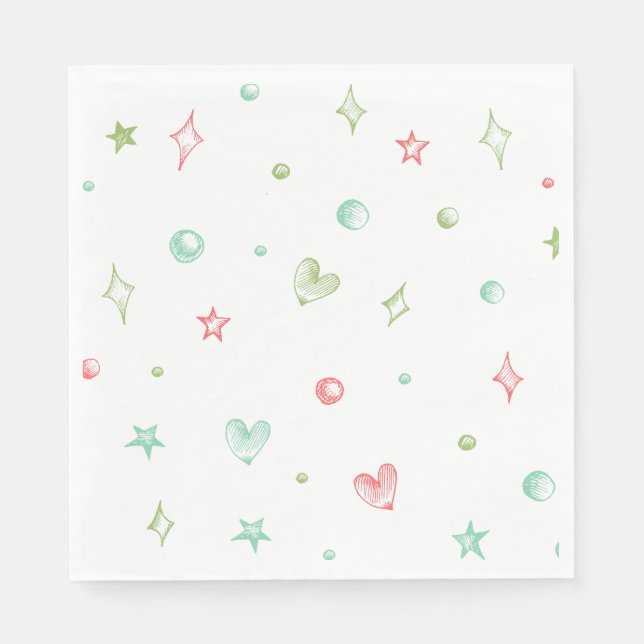 Färgfyllda Roligtar former Konfetti Födelsedagsfes Pappersservett (Framsidan)