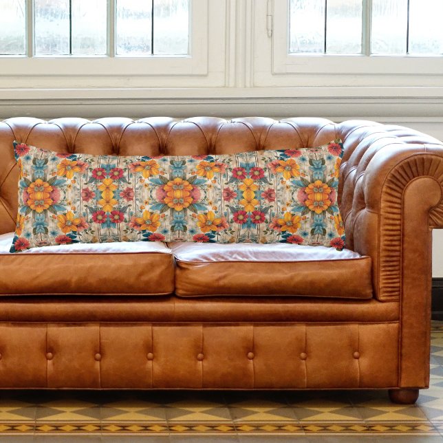 Färgfyllda roustiska blommor kroppskudde (Skapare uppladdad)