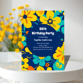 Färgfyllda ryska blommor-dopamin-Stil-Retro-blommo Inbjudningar