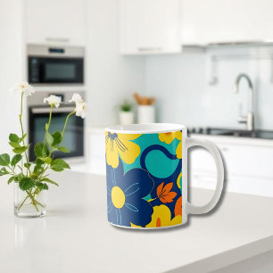 Färgfyllda ryska blommor-dopamin-Stil-Retro-blommo Kaffemugg