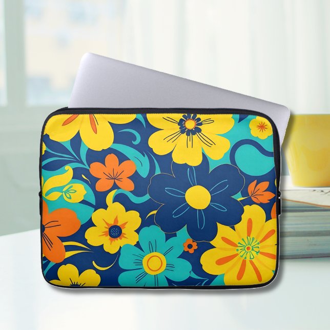 Färgfyllda ryska blommor-dopamin-Stil-Retro-blommo Laptop Fodral (Colorful Rush Blooms-Dopamine Style-Laptop Sleeve )