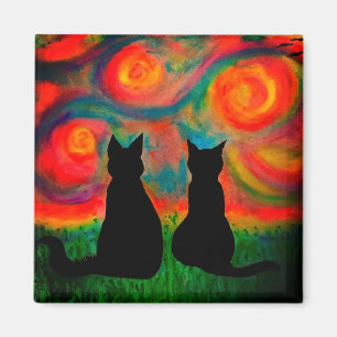 Färgfyllda Silhouette Cat Magnet