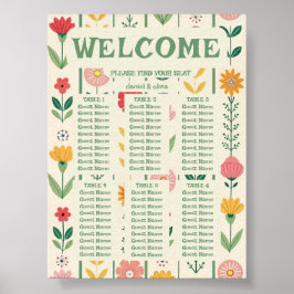 Färgfyllda sittkartor i Vår Wildblomsmidan Meadow  Poster