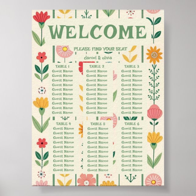Färgfyllda sittkartor i Vår Wildblomsmidan Meadow  Poster (Framsidan)