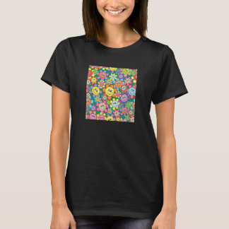 Färgfyllda sjömil Ansikte Lycklig Blommor som leen T Shirt