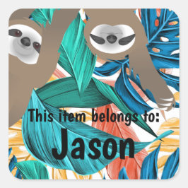 Färgfyllda skogsängar med Namn Fyrkantigt Klistermärke