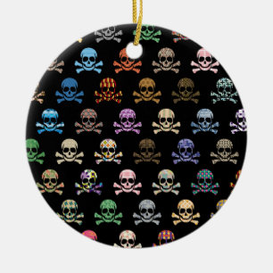 Färgfyllda Skull- & Kor-ben Julgransprydnad Keramik