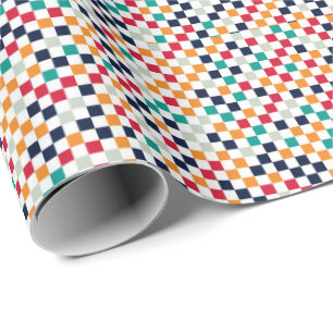 Färgfyllda små kvadratgeometriska mönster presentpapper