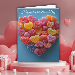 Färgfyllda sockergodis Hearts Valentine's Hälsning Kort