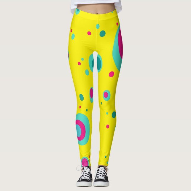 Färgfyllda sommarbubblor Gult Fresh mönster Leggings (Framsida)