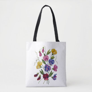 Färgfyllda sötsaker ärter Faux broiderade Tote Bag Tygkasse