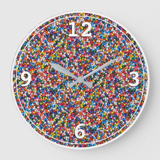 Färgfyllda sprinkles Ljusa färger barn Childrens Stor Klocka (Framsida)