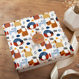 Färgfyllda tecknader galna fluffy hund doodles presentpapper