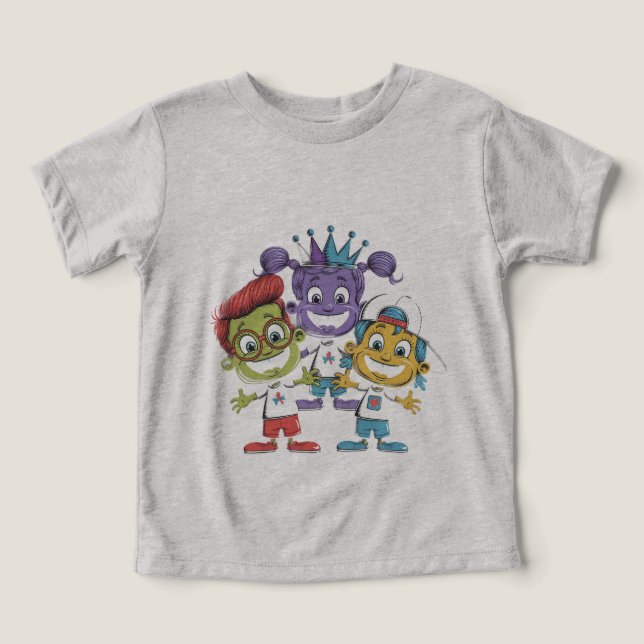 Färgfyllda Tecknader med uppspelningsuttryck T Shirt (Design Framsida)
