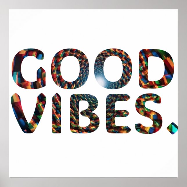 Färgfyllda teckningar med 'Good Vibes'-text Poster (Framsidan)