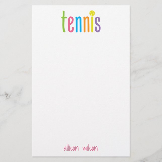 Färgfyllda tennis Personlig Stationery (Framsida)