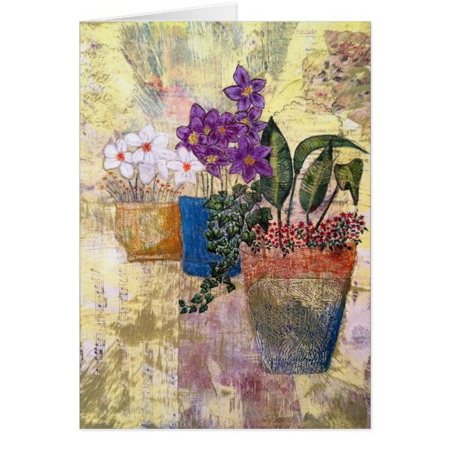 Färgfyllda trädgårdsblommor hälsningskort (Framsidan)