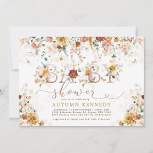 Färgfyllda trädgårdsblommor Kön Neutral babystötar Inbjudningar