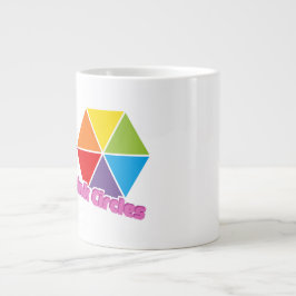 Färgfyllda trianglar med Rosa Circles-text Jumbo Mugg