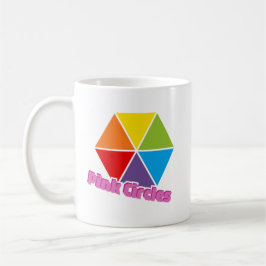 Färgfyllda trianglar med Rosa Circles-text Mugg