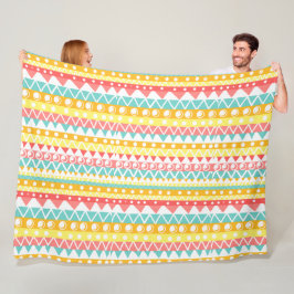 Färgfyllda trianglar och cirklar fleecefilt