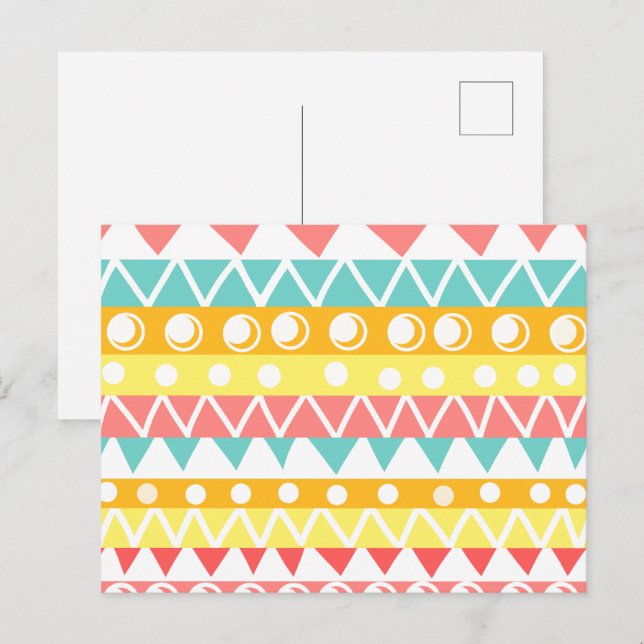 Färgfyllda trianglar och cirklar vykort (Fram/baksida)