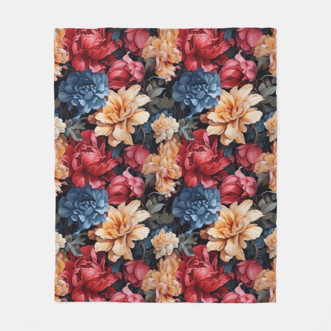 Färgfyllda tropiska Blommigtar Fleece Blanket (Framsidan)