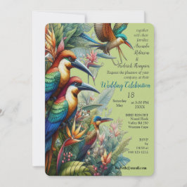 Färgfyllda tropiska fåglar och branta lush-växter inbjudningar