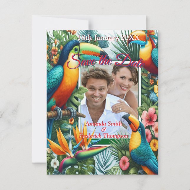 Färgfyllda tropiska fåglar och branta lush-växter meddelande (Framsida)