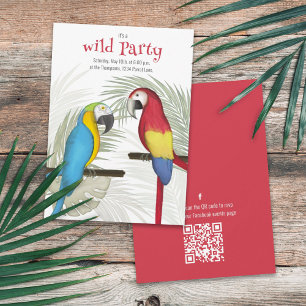 Färgfyllda tropiska fåglar QR-kod Social Media Inbjudningar