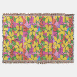 Färgfyllda tropiska plumerias filt