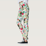 Färgfyllda tuscantropiska blommor mönster leggings<br><div class="desc">Färgfulla tropiska blommor och grönt lämnar med tropiska fåglar från Toscana i ett sömlöst mönster. Ändra vit bakgrund.</div>