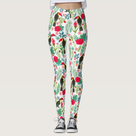 Färgfyllda tuscantropiska blommor mönster leggings