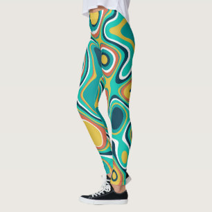 Färgfyllda vågigt former i abstrakt mönster leggings