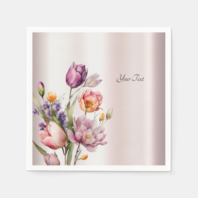 Färgfyllda Vår blommor Napkins Pappersservett (Framsidan)