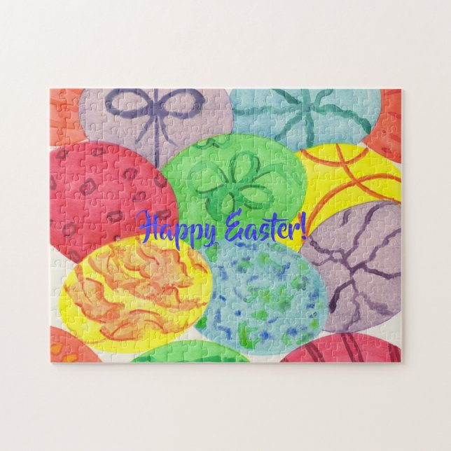 Färgfyllda vattenfärgade Påskägg Pussel (Horisontell)