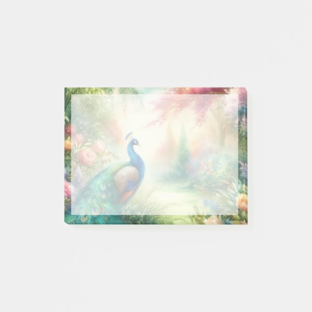 Färgfyllda vattenfärgsanteckningar för Peacock Pos Post-it Block (Framsida)