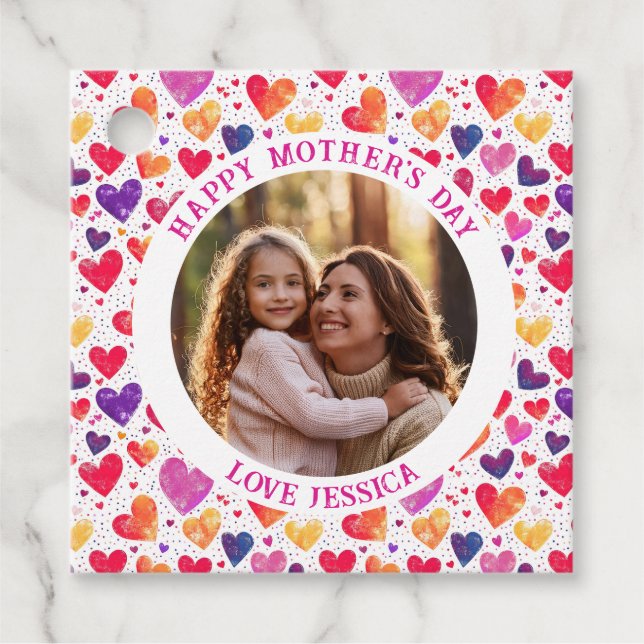 Färgfyllda vattenfärgsfoto Mors dag Gåvor Etiketter (Framsida)
