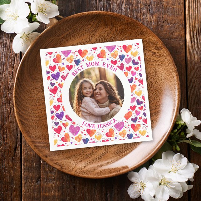 Färgfyllda vattenfärgsfoto Mors dag Pappersservett (Skapare uppladdad)