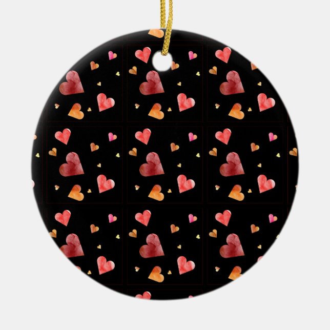 Färgfyllda vattenfärgshjärtar Ornament (Framsidan)